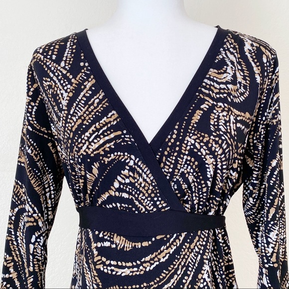 Duo Maternity V Neck 3/4 Sleeve Print Dress L - Picture 3 of 7